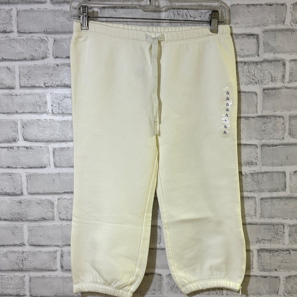 GAP Kids Off-White Capri Joggers, side zippers, size 12 XL